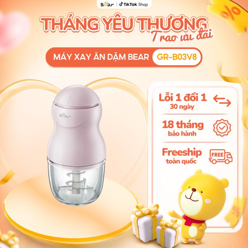 [BH 18 tháng] Máy Xay Ăn Dặm Cho Bé BEAR Máy Xay Cầm Tay Máy Xay Đa Năng Máy Xay Mini Xay Tỏi Ớt Xay Rau Củ 8 Lưỡi Xay 0,3L GR-B03V8