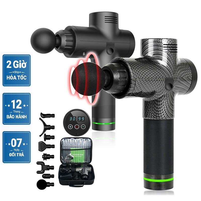 [BH 12 THÁNG] Máy massage cầm tay 6 đầu thay thế, 30 cấp độ - mát xa toàn thân chuyên sâu giã cơ, đấm lưng, massage cổ vai gáy