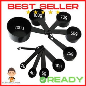 Sendok Takar SET Sendok Takar PLASTIK 10pcs CUP Hitam Lengkap