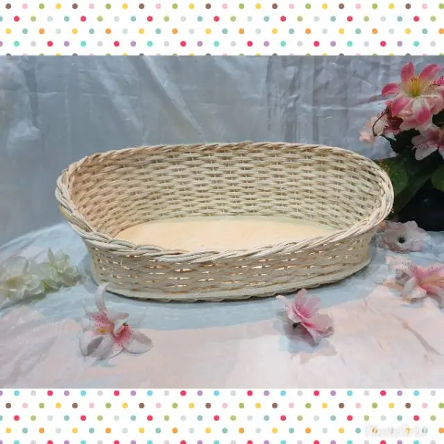 K4M - Keranjang rotan oval sandar M  33x25x6-12 cm hampers parcel hantaran mahar pernikahan makanan buah 1