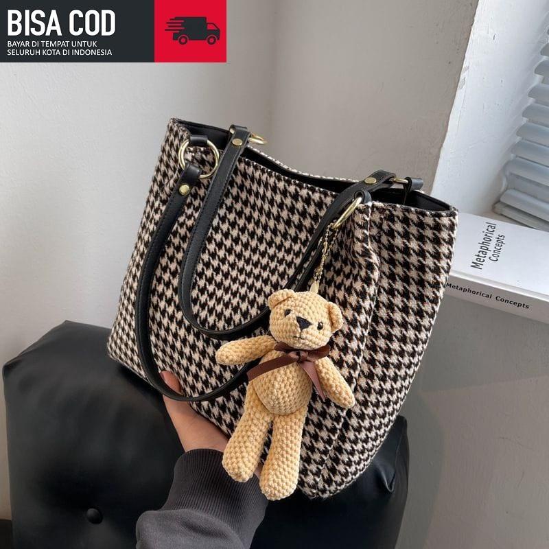 Tote Bag Wanita 8865 Neira Motif Mikro Polka Dot Totebag Perempuan Cewek 3