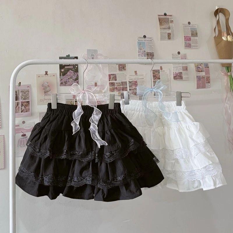 Chân váy xoè ngắn 2 tầng phối ren lưng thun Nữ