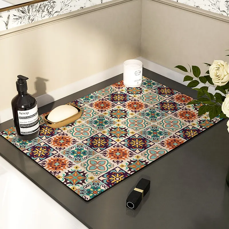 Water Absorbent Mat PlaceMat Kitchen Quick Drying  Kitchen Soft Drainage Mat Coffee Pad Bath Mats