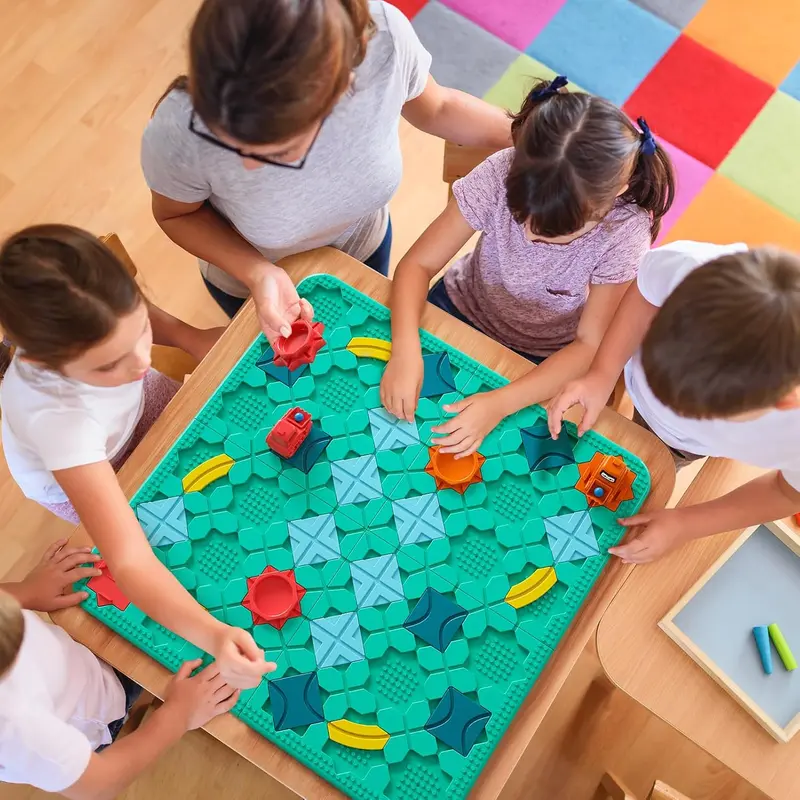 burgkidz Kids Toys STEM Board Games - Smart Logical Road Builder 56 x 56CM Big Board Maze Puzzle Games with Marbles For Multiplayer & Family, Educational Birthday Gifts for Boys Girls 4-8 Years 4