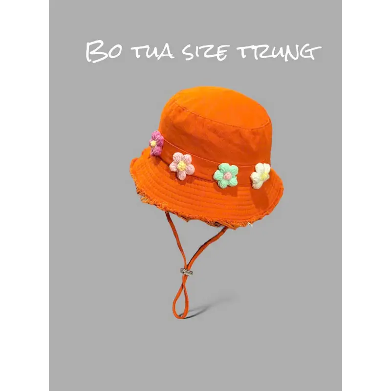 Mũ cho bé gái vành kết hợp hoa , Mũ bucket, mũ vành cho bé họa tiết dễ thương hot trend 4