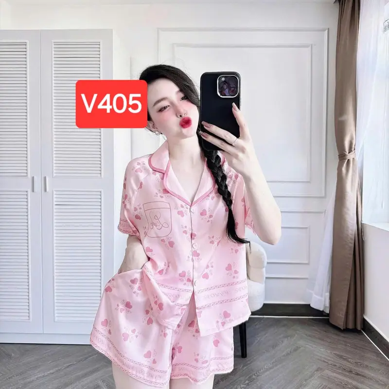 (40-70kg) Đồ bộ pijama tay cộc quần cộc Luckyday lụa latin thiết kế mới dễ thương, pijama nữ, đồ bộ pizama lụa latin mềm mịn 5