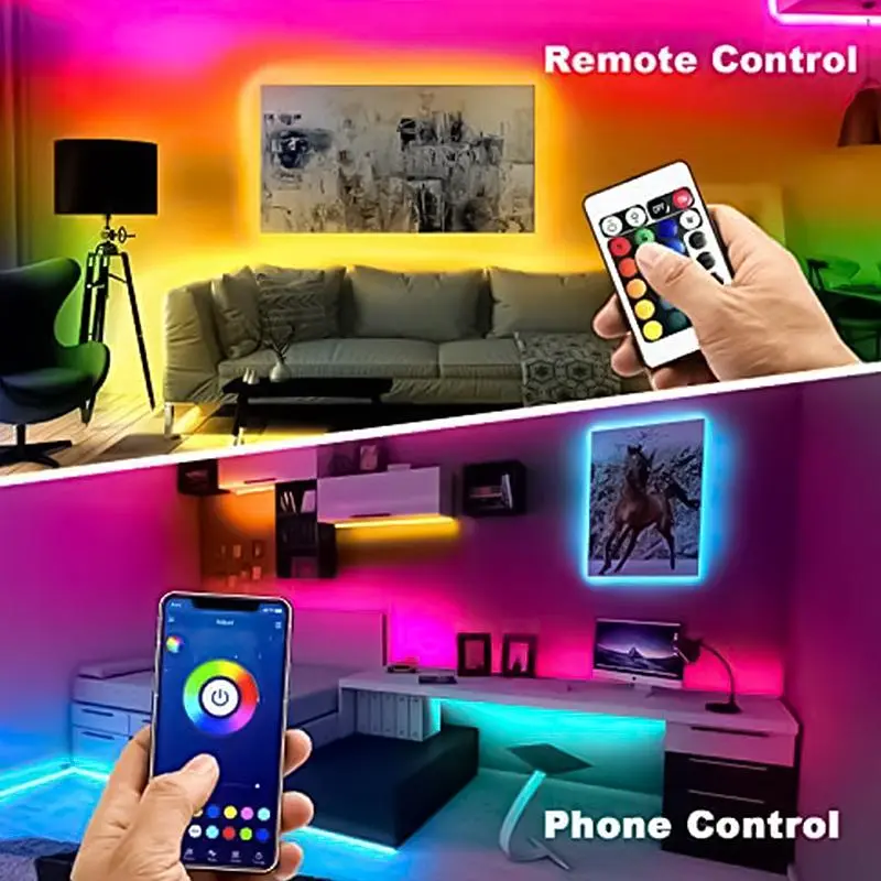 USB Powered LED Strip Light, RGB Color Changing LED Light with APP & Remote Control, Smart LED Lights for Bedroom, Home, Living Room, Decorative Light for Party, Festival 6