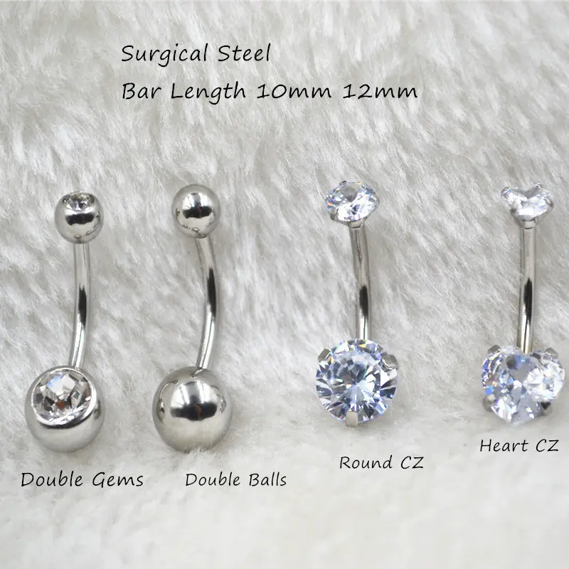 European and American Zircon Human Body Piercing Ear Stud Belly Ring Navel Stud Navel Buckle Long Brush Holder 12mm Belly Dance Accessories