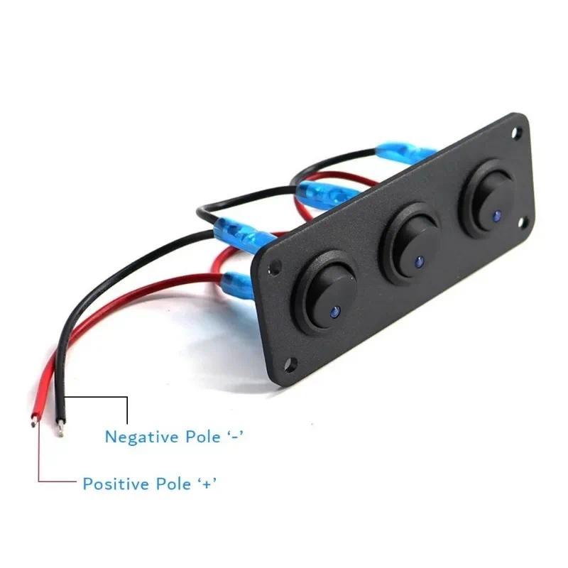 Product Introduction of 12V 1-4 Gang Universal Toggle Switch Panel USB Car Boat Marine RV Truck Blue LED Styling Accessories Marine Rocker Switch 51
