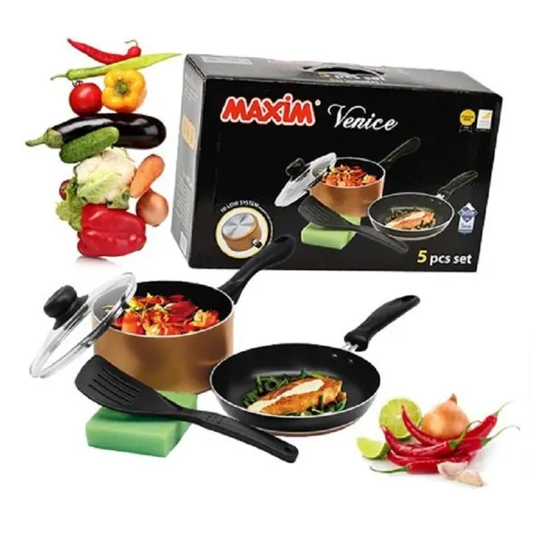 Maxim Venice Panci Set 5 PCS Wajan Teflon Penggorengan 0