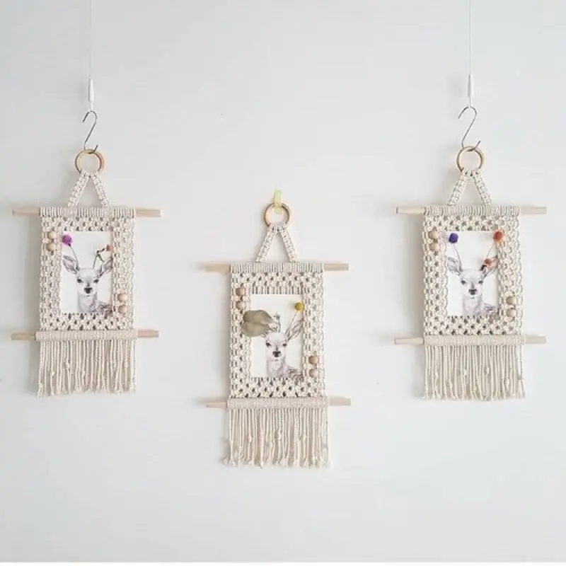 Macrame figura aesthetic / Tempat poto viral / Bingkai poto kekinian Dipasang di Dinding Modern 0