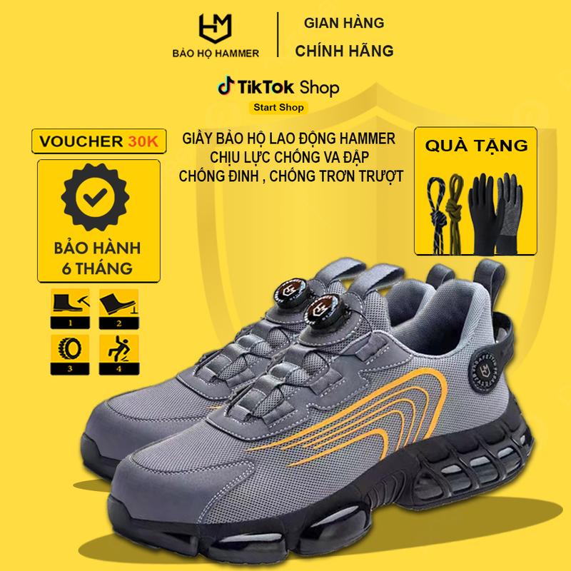  Giày Bảo Hộ Lao Động Thông Minh - Nút Xoay Điều Chỉnh Dây   Mũi Thép   Đế Giày Chống Đinh   Cách Điện   Chống Trơn Trượt   An Toàn Bảo Hộ   Siêu Bền   Thời Trang 