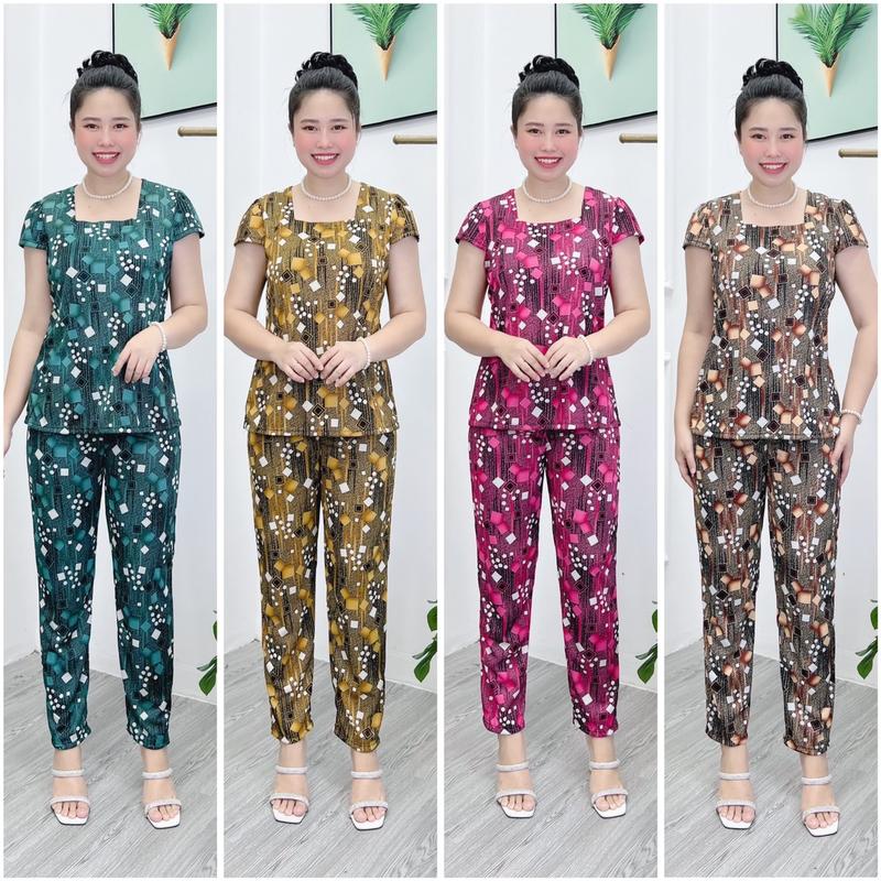 VM200 Combo 4 bộ chất thun aty thường mềm mịn, co giãn 4c, quần dài 40-70kg Nữ Áo