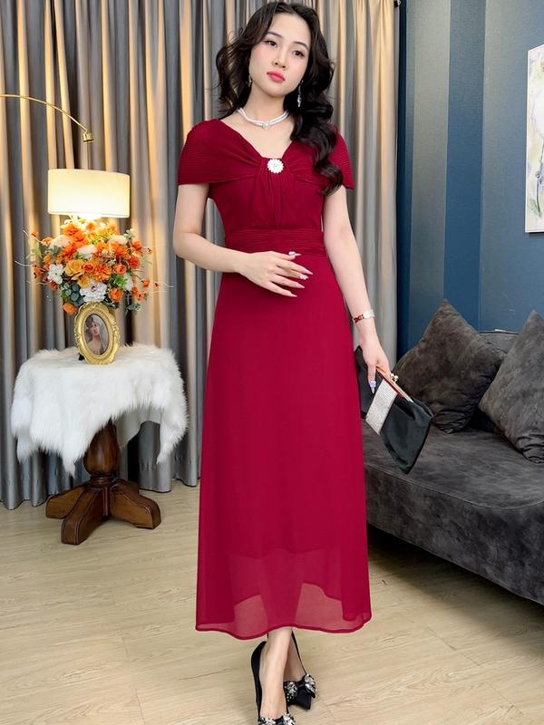 Đầm Trung Niên Linh Trà (TM2155) từ 48-75kg thiết kế sang trọng, Đầm tặng mẹ, tặng bà Đầm đi tiệc [LINHTRA]