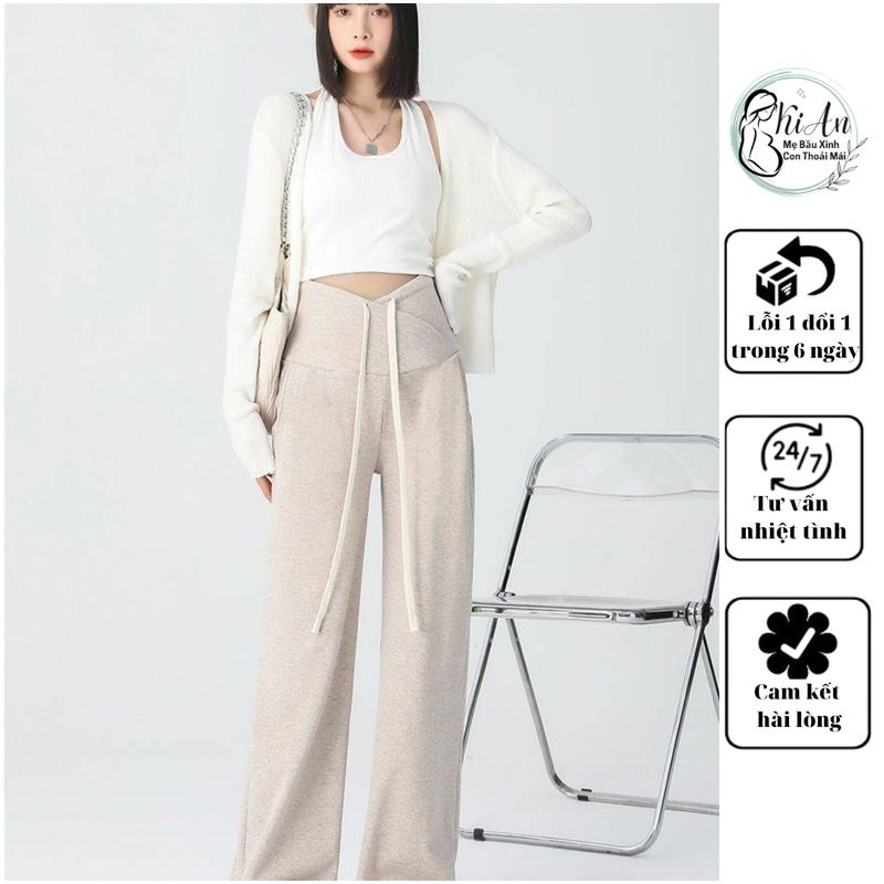 Quần Bầu Nhung Lông Thỏ TRƠN QB777 cao cấp dày dặn ấm áp quần bầu mùa đông, quần bầu thời trang ống rộng, quần bầu hack dáng có chun chỉnh bụng to nhỏ theo từng thai kì Váy Bầu Đầm Bầu Váy Bầu Đầm Bầu