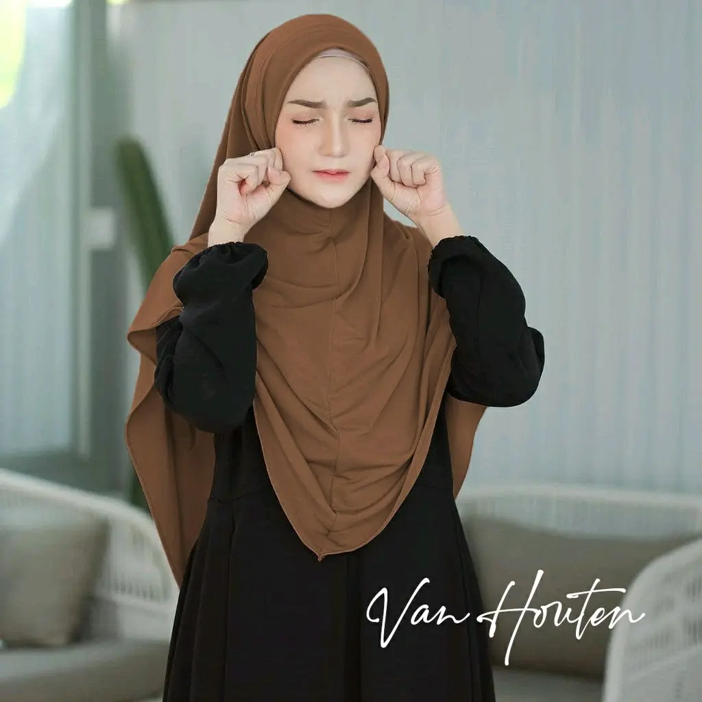 Jilbab Hijab Kerudung Khimar Bergo Malay Jumbo Jersey Instan Daily Non Pet Polos cantik pad Tebal