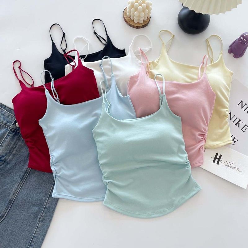 Product Introduction of [ 86k People Collection] Pure Desire Sweet and Spicy Camisole for Women, Inner Wear and Outer Wear, Beautiful Back Strap, Chest Pad, Ruched Design, Slim Fit, Flattering Top for Women 12