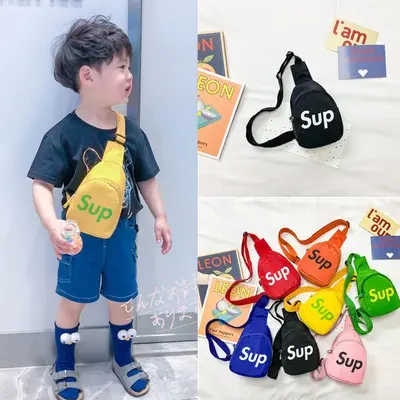 Baby Girl's Boy's Korean Fashion Bags Kids Trend Versatile Letter Printed Chest Bag Single Shoulder Messenger Bag