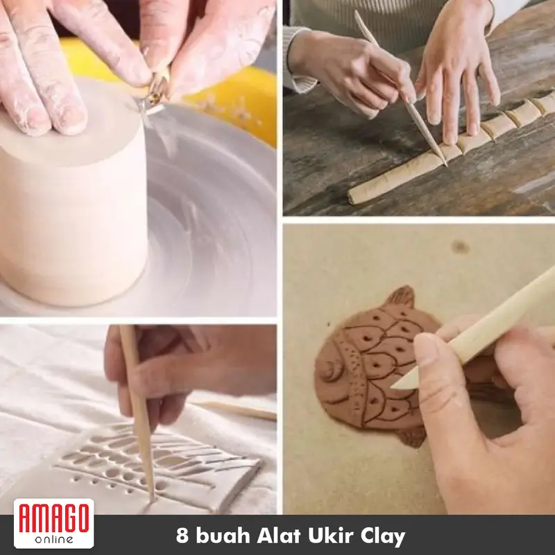 Paket Kerajinan DAS Modelling Clay 500gr Tanah Liat Terracotta Coklat + 8 buah Pottery Tool 4