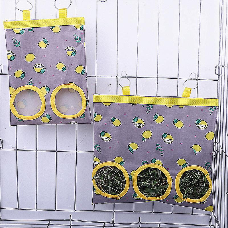 Product Introduction of 2/3 Holes Hanging Hay Bag for Bunny Guinea Pigs Small Animal Feeder Rabbit Food Dispensers Bag Cage Accessories Pet Feeding Bag 6