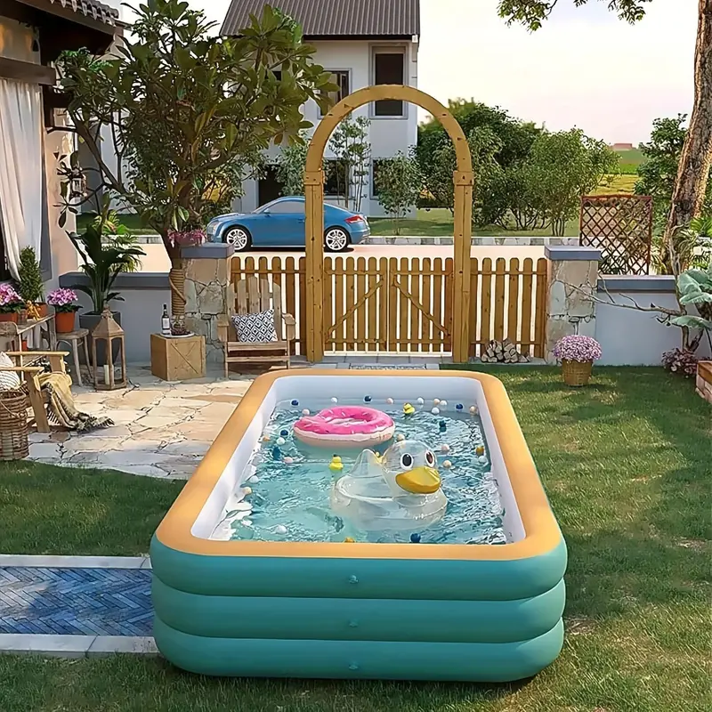 Inflatable Swimming Pool, 1 Count Inflatable Swimming Pool for Entertaining and Relaxing, Outdoor Swimming Pool for Home Garden Yard 4