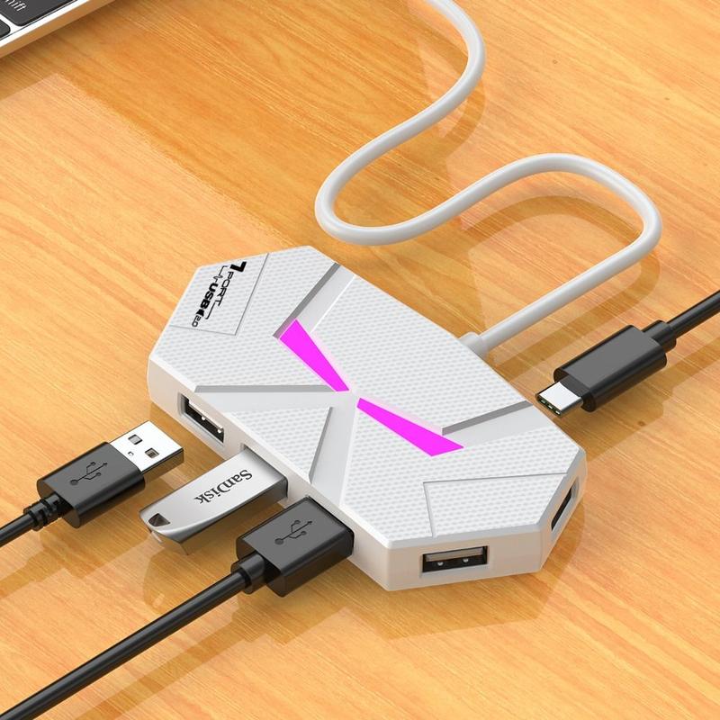 Hub Bộ Chia USB Cầm Tay 4 / 7 Cổng, Trạm Đế Cắm Tốc Độ Cao, Bộ Chia USB 3.0 Và USB2.0 Đa, Phụ Kiện Máy Tính, Chiều Dài 0,6m / 1,2m 1