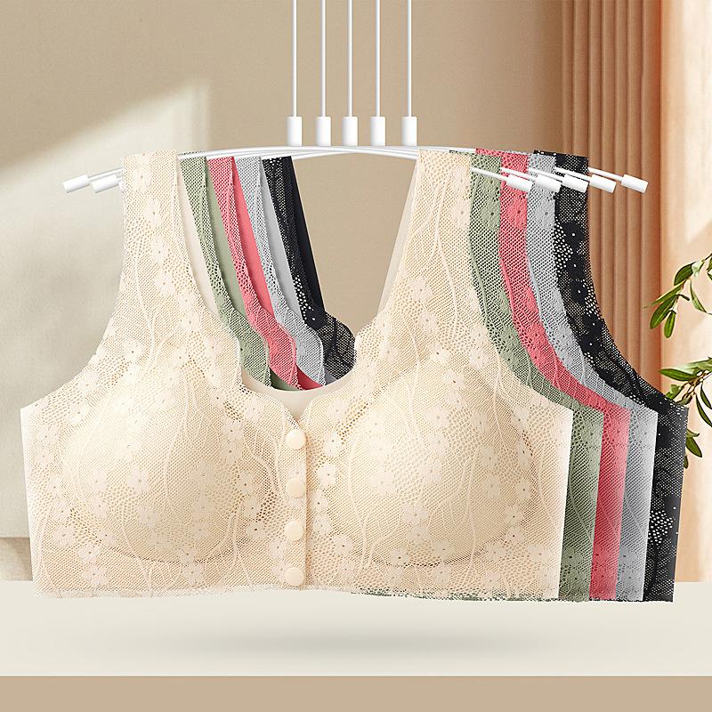 1/2pcs New Lace Without Steel Ring Bra Front Buckle Thin And Seamless Pregnant Women Gather For Breastfeeding Bra Mom's Underwear 7