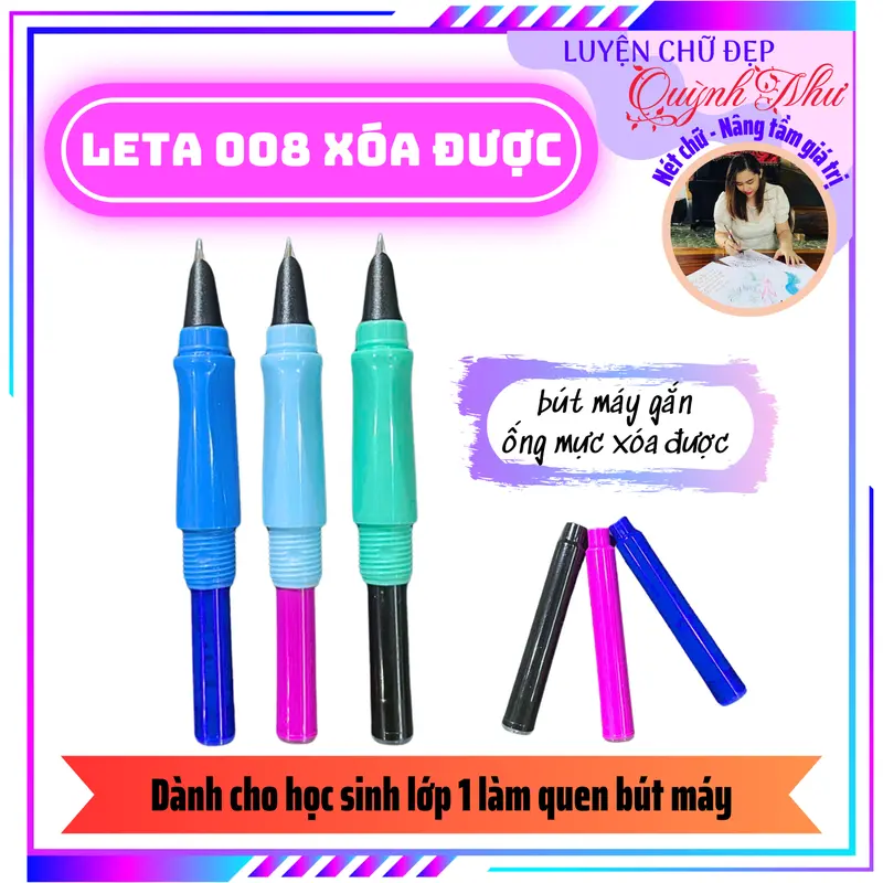 Bút Leta 008, Bút Máy Xóa Được, Ngòi Kim Tinh Êm Trơn - Bút Máy Luyện Chữ Đẹp 2