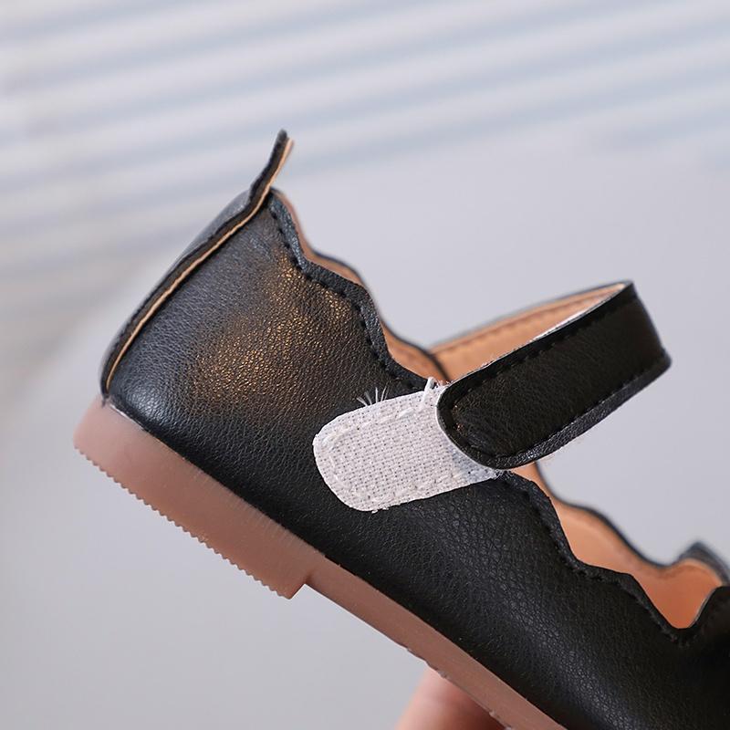 Gaya Korea Ikatan Simpul Bayi Gadis Kulit Datar Sepatu Warna Solid Ruffle Sol Lembut Anti Licin Sepatu Anak 2- 8 Tahun 6