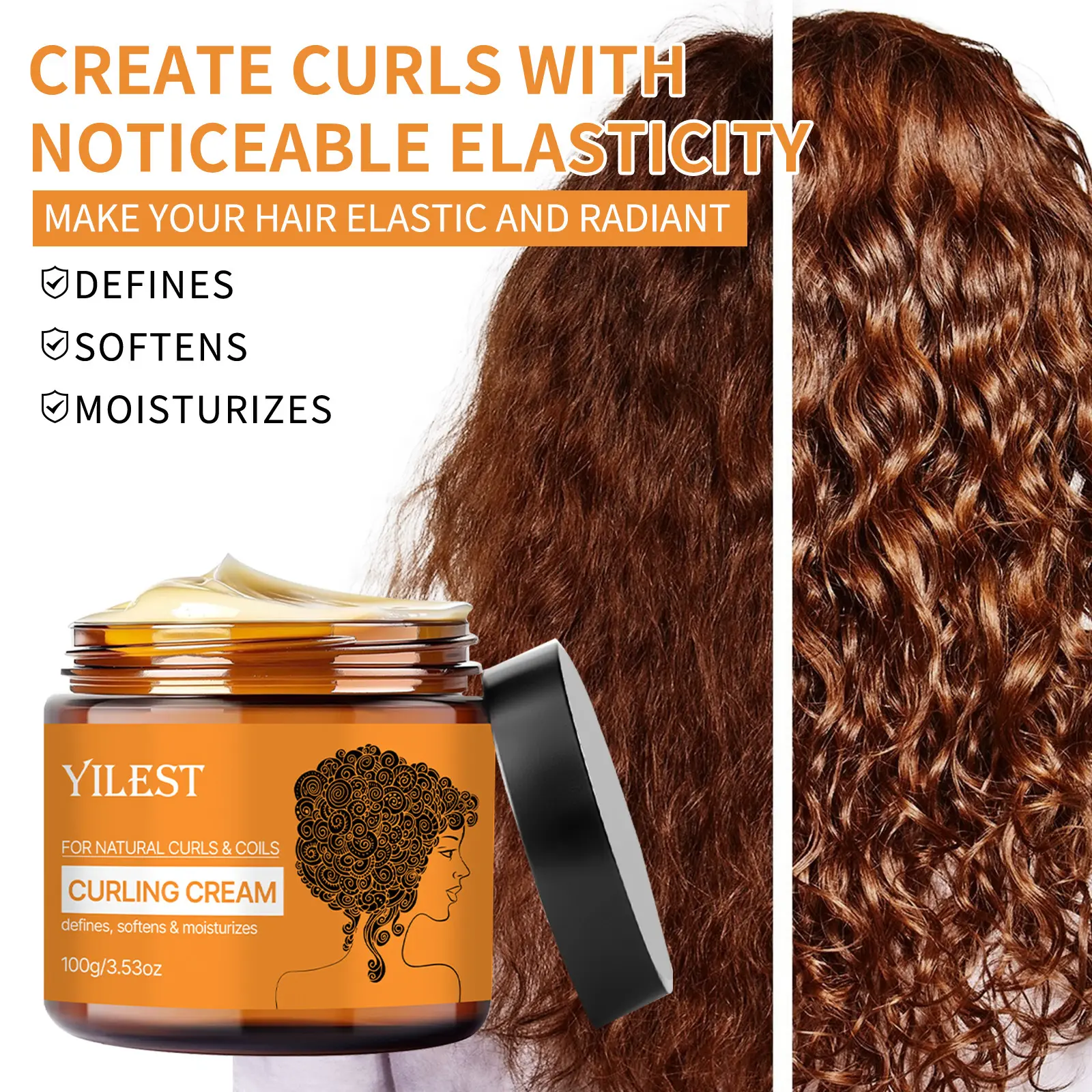 Hot Sale Curl Cream Natural Fluffy Moisturizing Leave-In Conditioner Wave Elastic Styling Hair Gel