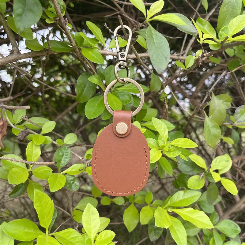 Vỏ bảo vệ AirTag, Vỏ da, Thích hợp cho bộ định vị Airtag, có móc khóa và ngăn đựng thẻ, làm bằng da 6