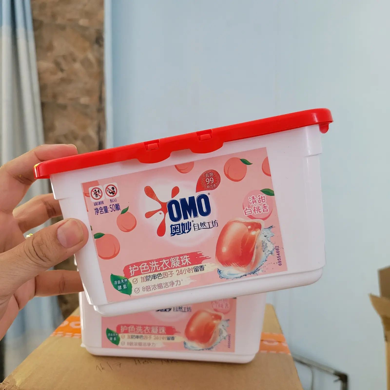 Viên giặt Ô MÔ 3 trong 1 cho máy giặt, giặt sạch thơm quần áo, tiện lợi, không bẩn da tay viêngiặt omo