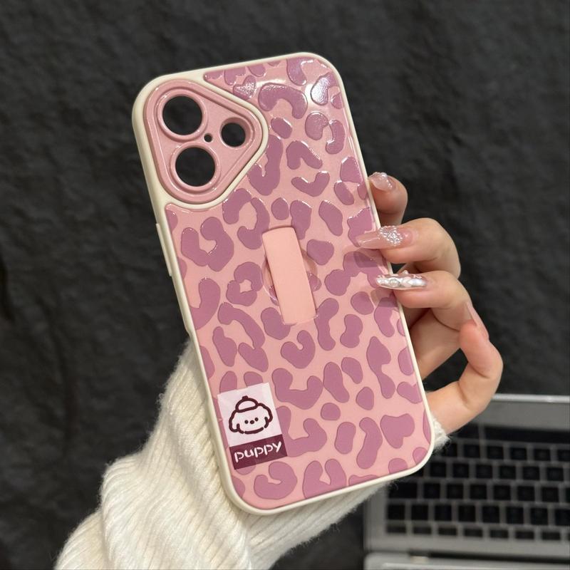 Fashion Leopard Pattern Phone Case with Ring Holder, Shockproof Phone Protective Cover, Phone Accessories Compatible with iPhone 16 15 14 13 12 11 Pro Max, Casing 3