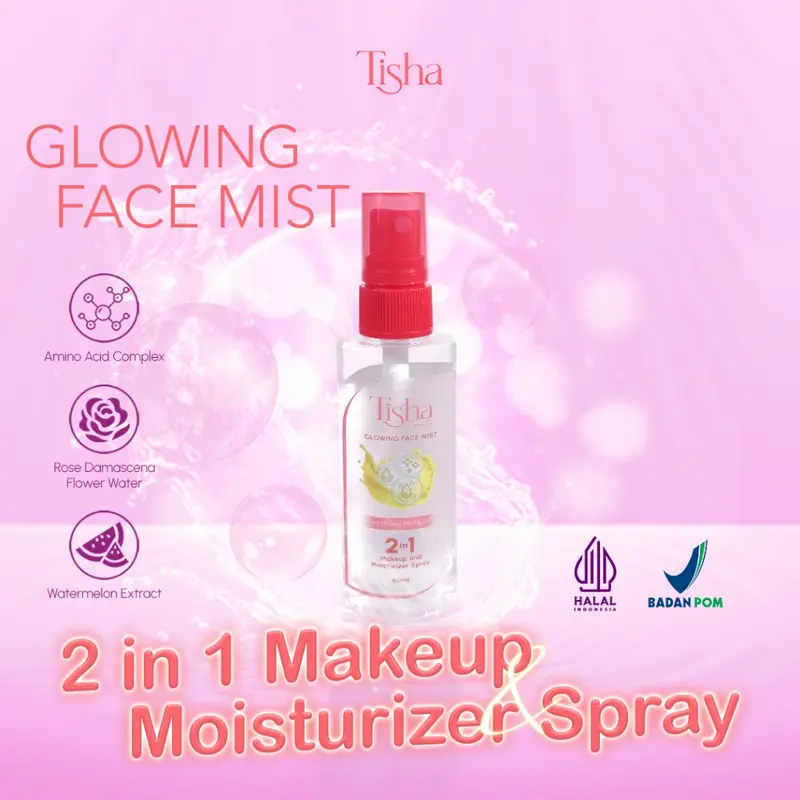 TISHA Glowing Face Mist (FIN'S) Moisturizer Hyaluronic Lactic Watermelon Extract Wajah 0
