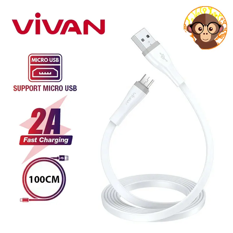 Kabel Micro USB Vivan SM30S / SM100S / SM200S 30cm / 100cm / 200cm Original Fast Charging Quick Charge 2A 2