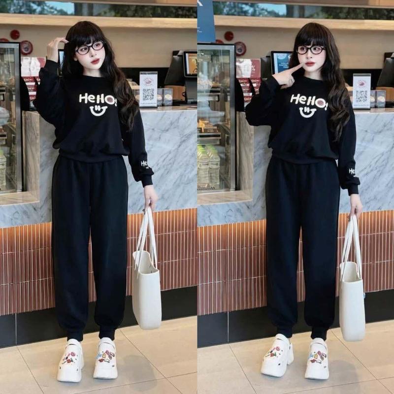Product Introduction of Set bộ nỉ dài tay chất nỉ tàu cao cấp - hello mã mới Nữ Áo Top Women 3