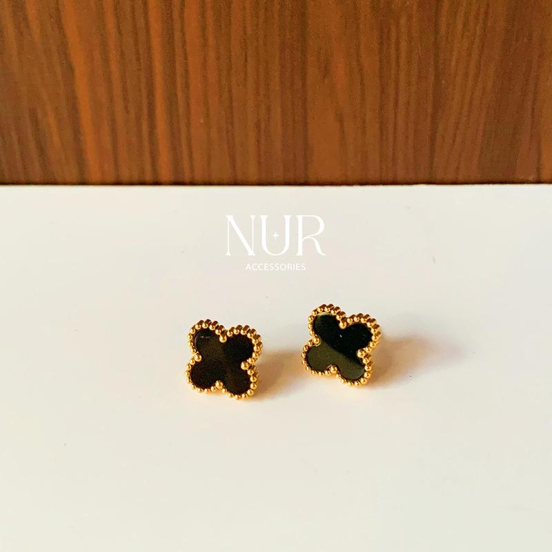 Bông Tai Titan, Hoa Tai Titan Hoa 4 Cánh Nhiều Màu Viền Đá Phụ Kiện Trang Sức Nữ Nur Accessories Women Voi 2