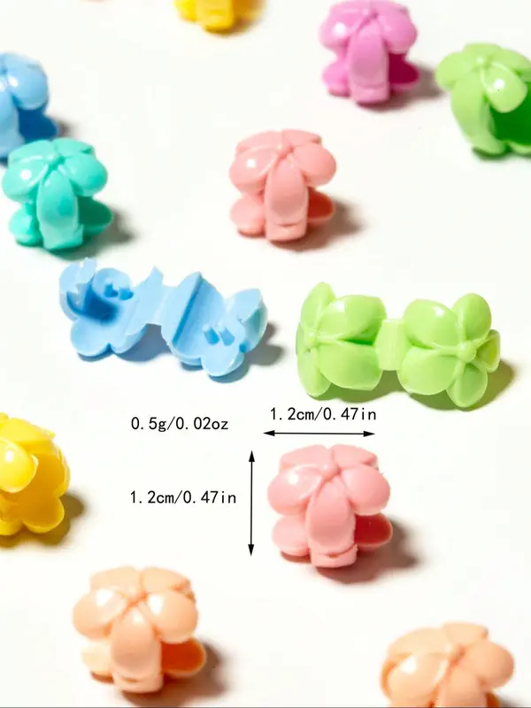 Random Color Cute Mini Flower Design Hair Clip, Colorful Hair Accessories for Women & Girls, Simple Style Plain Color Temperament Seamless Bangs Clip for Party, Daily Clothing Decor, Barrettes 1
