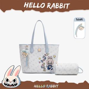 กระเป๋าโท้ทเดินทาง HELLO RABBIT ความจุขนาดใหญ่สำหรับผู้หญิง พร้อมเครื่องประดับแขวนและกระเป๋าขนาดเล็กที่ถอดออกได้ ชุดมูลค่า 3-in-1 TikTok Viral
