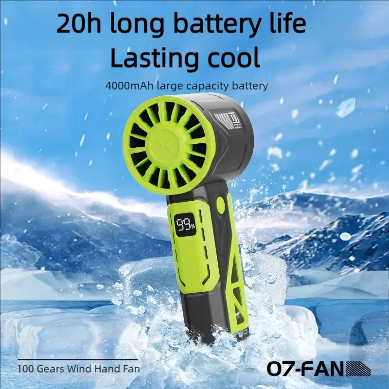 New Premium 4000 mah rechargeable 100 speed adjustable High speed fan Outdoor Handheld fan Mech Cooling fan Desktop Mini fan Charging Usb Protection