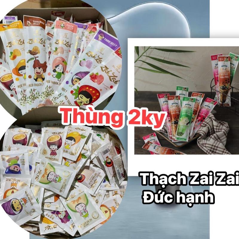 Thùng 2 ký kẹo thạch zai zai Đức hạnh- hương vị trái cây nhiều vị - thạch dài- thạch ngắn - trà sữa trân châu- ăn vặt Ăn Vặt