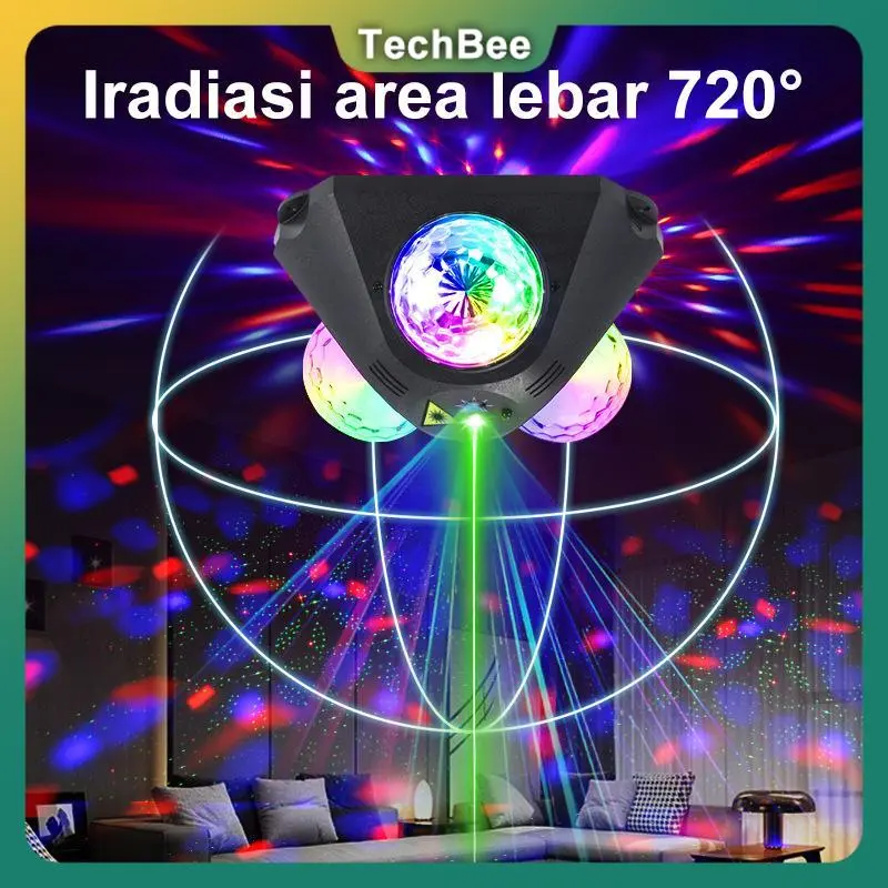 Lampu Disco Laser 15W 3 bola lampu lampu+UV Remote Control Lighting Lampu Panggung Dengan Diaktifkan