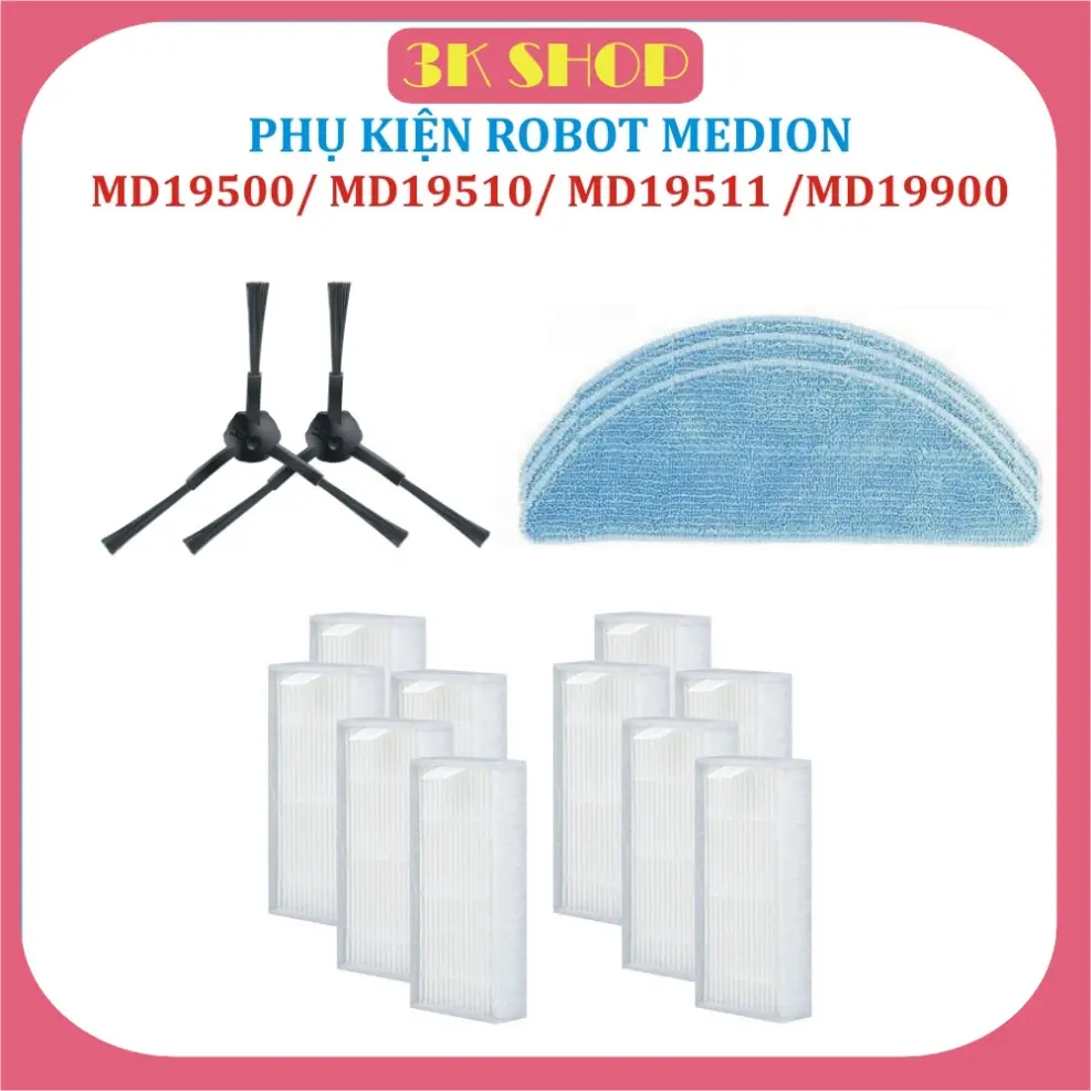 Chổi cạnh, Lọc bụi, khăn lau robot hút BỤI Medion 19500/19510/19511/ MD19900