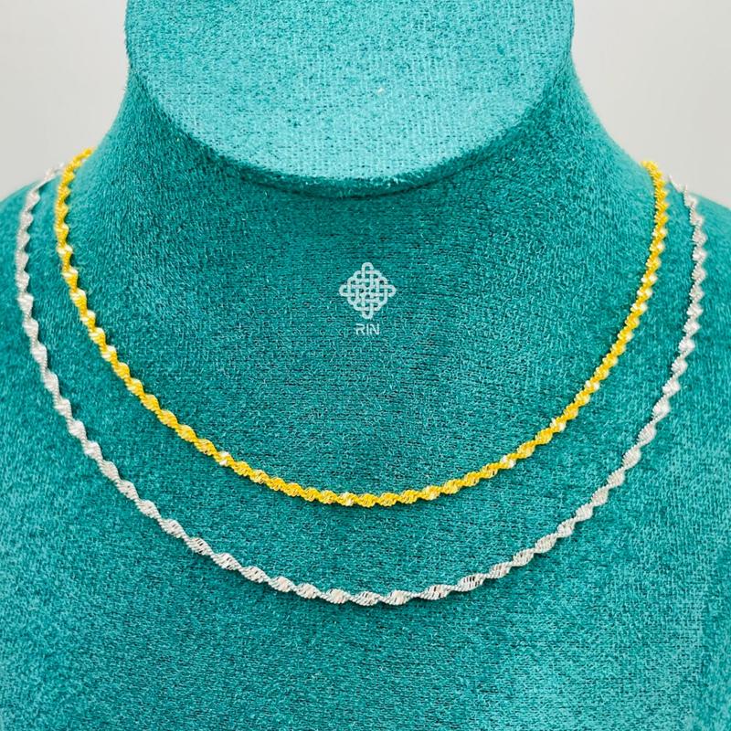 Dây chuyền titan xoắn 2 li Vòng cổ titan thanh mảnh 2 li màu vàng hoặc trắng không phai màu trangsucmoiluatuoi.RIN