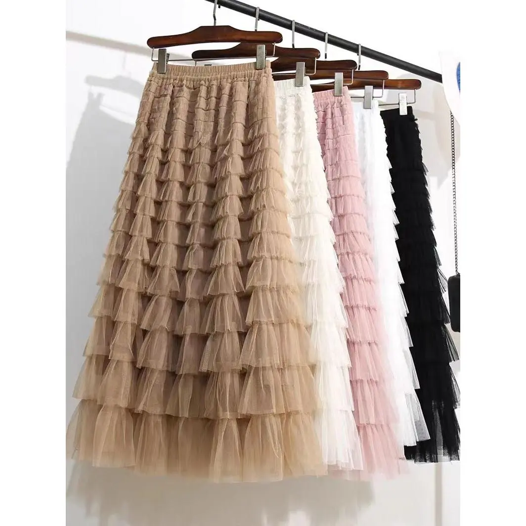 Váy Mùa Hè, Váy Tulle, Váy Bánh Ngọt Nhiều Lớp, Dành Cho Nữ, Hàng Mới Về Năm 2024, Váy Sợi Trắng, Váy Dài, Hợp Xu hướng