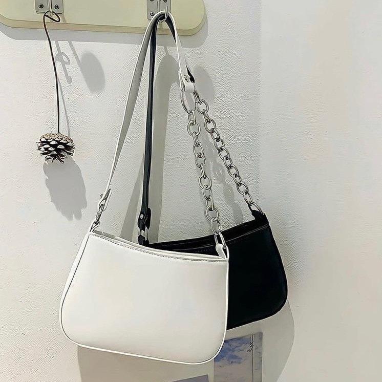 TÚI XÁCH NỮ ĐEO VAI KẸP NÁCH DA TRƠN DÂY DA KÈM XÍCH TRẮNG SIÊU HOT