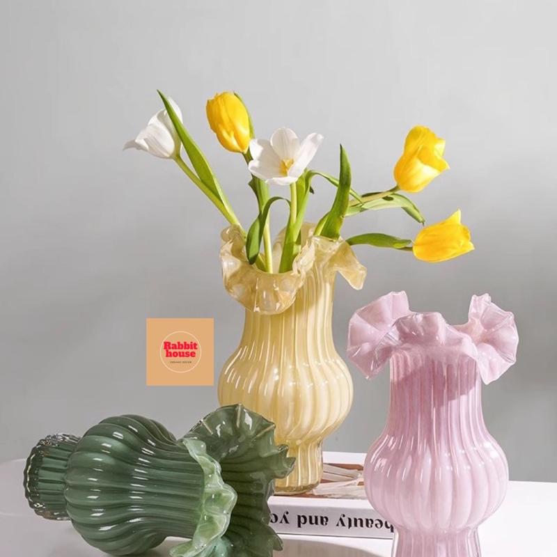 Bình hoa thuỷ tinh cổ bèo phong cách Châu Âu hiện đại