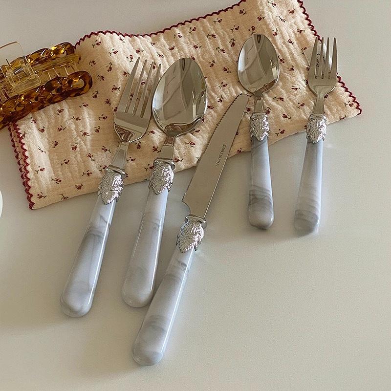 Retro Cutlery Set Stainless Steel Spoon Fork Steak Knife Tableware 0
