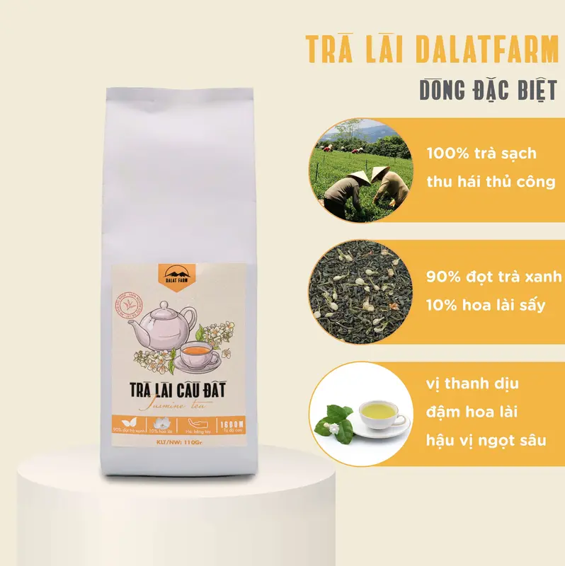 Trà Lài Cầu Đất Dalat Farm (Trà Hoa Nhài) Loại Đặc Biệt - Túi 110 g 0