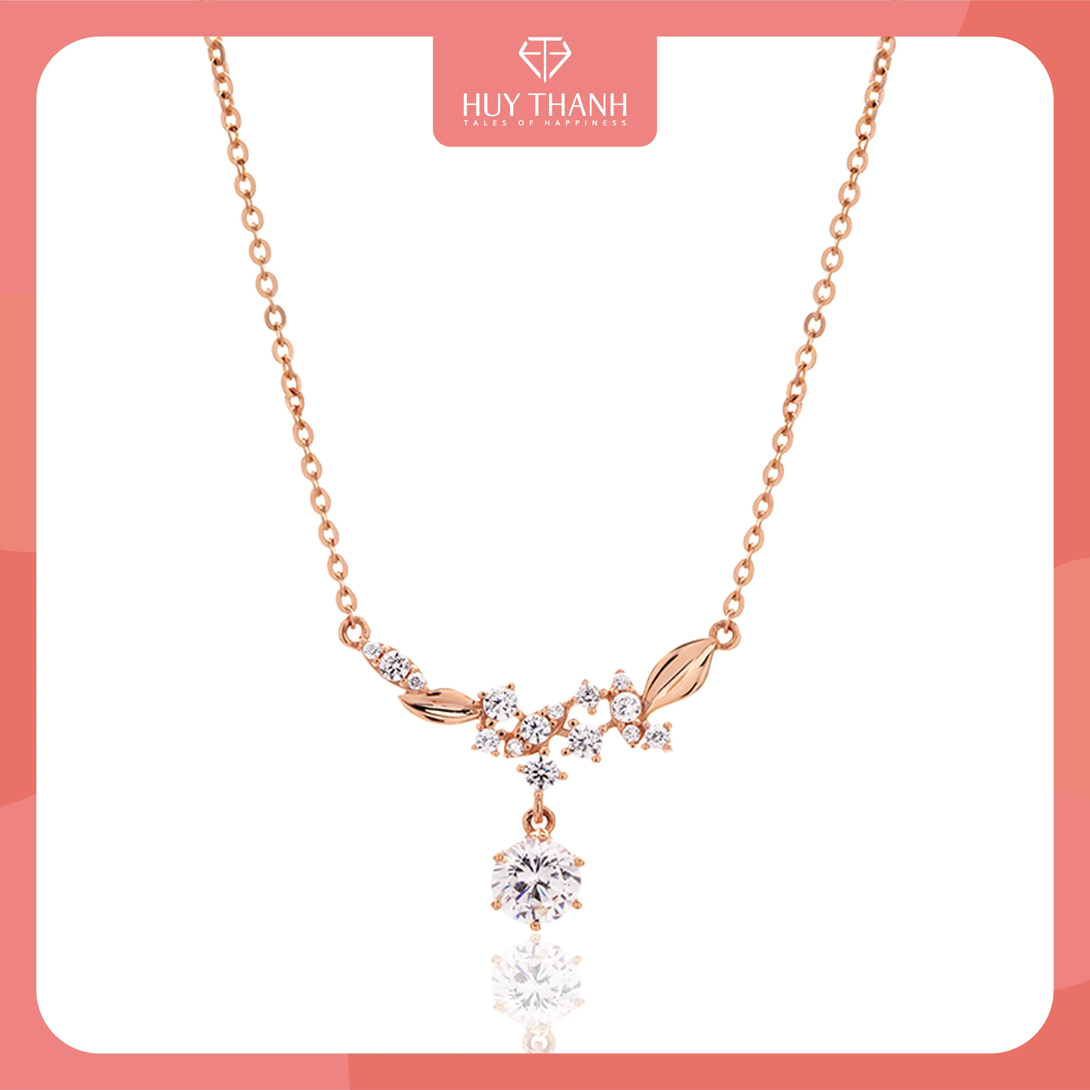 HuyThanhJewelry DCPTB315 Dây Chuyền Vàng 14k Chốt Móc Chờ Họa Tiết Nữ Tính